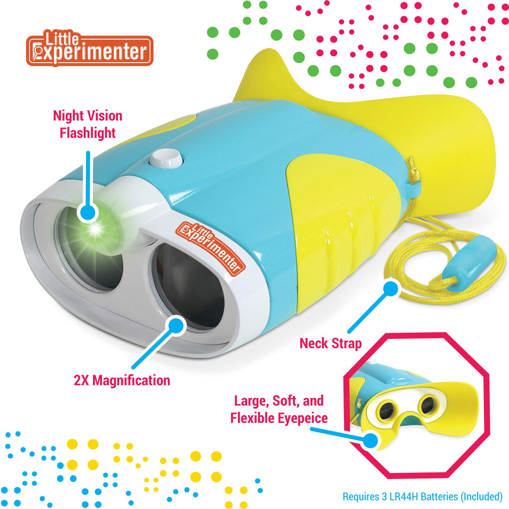 Kids Toy Binoculars with 2x Magnification & Flashlight