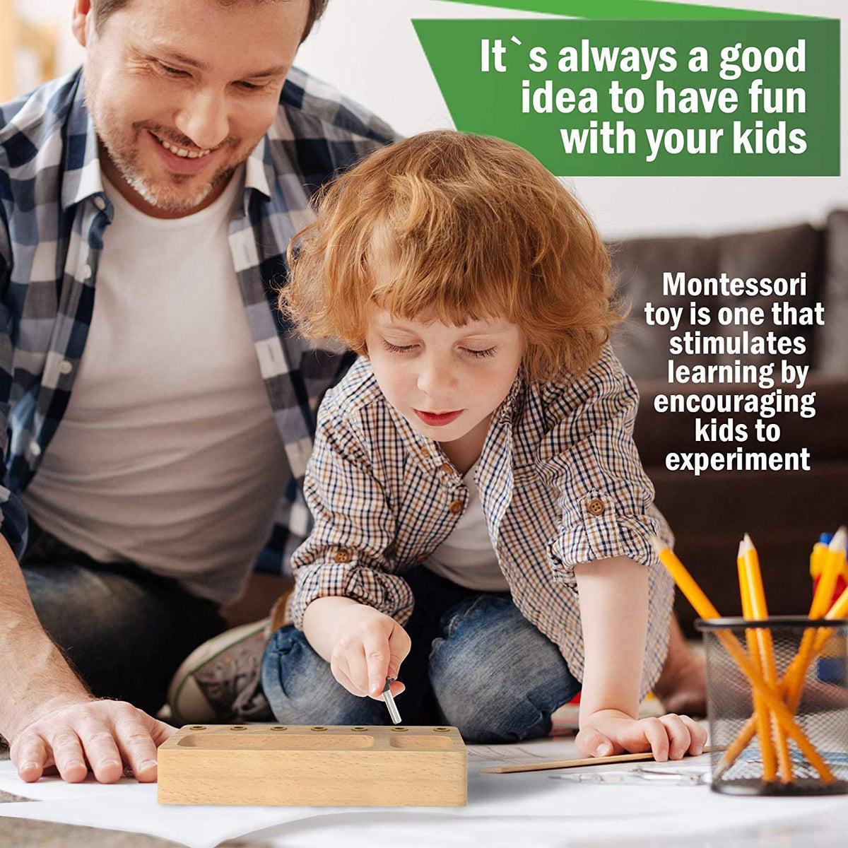 Montessori Wooden Screwdriver Skills Board with 7 Bolts & Tools