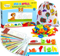Montessori Spelling Game with 28 Double-Sided Cards & 52 Letters