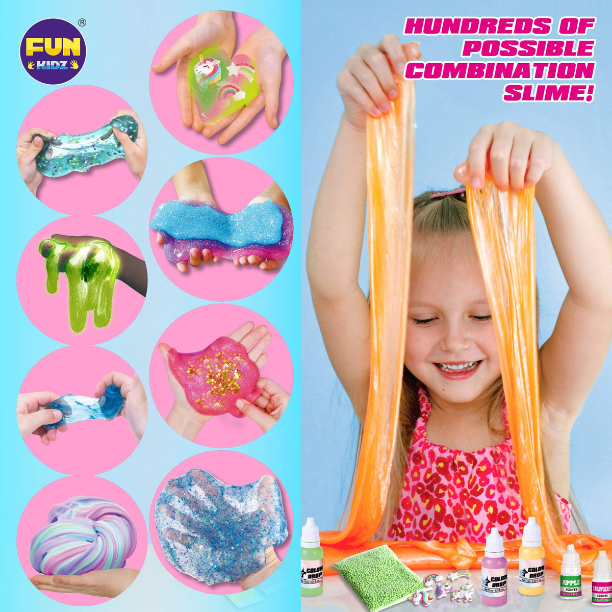 Unicorn Slime Making Kit with Charms, Colors & 100+ Mixes