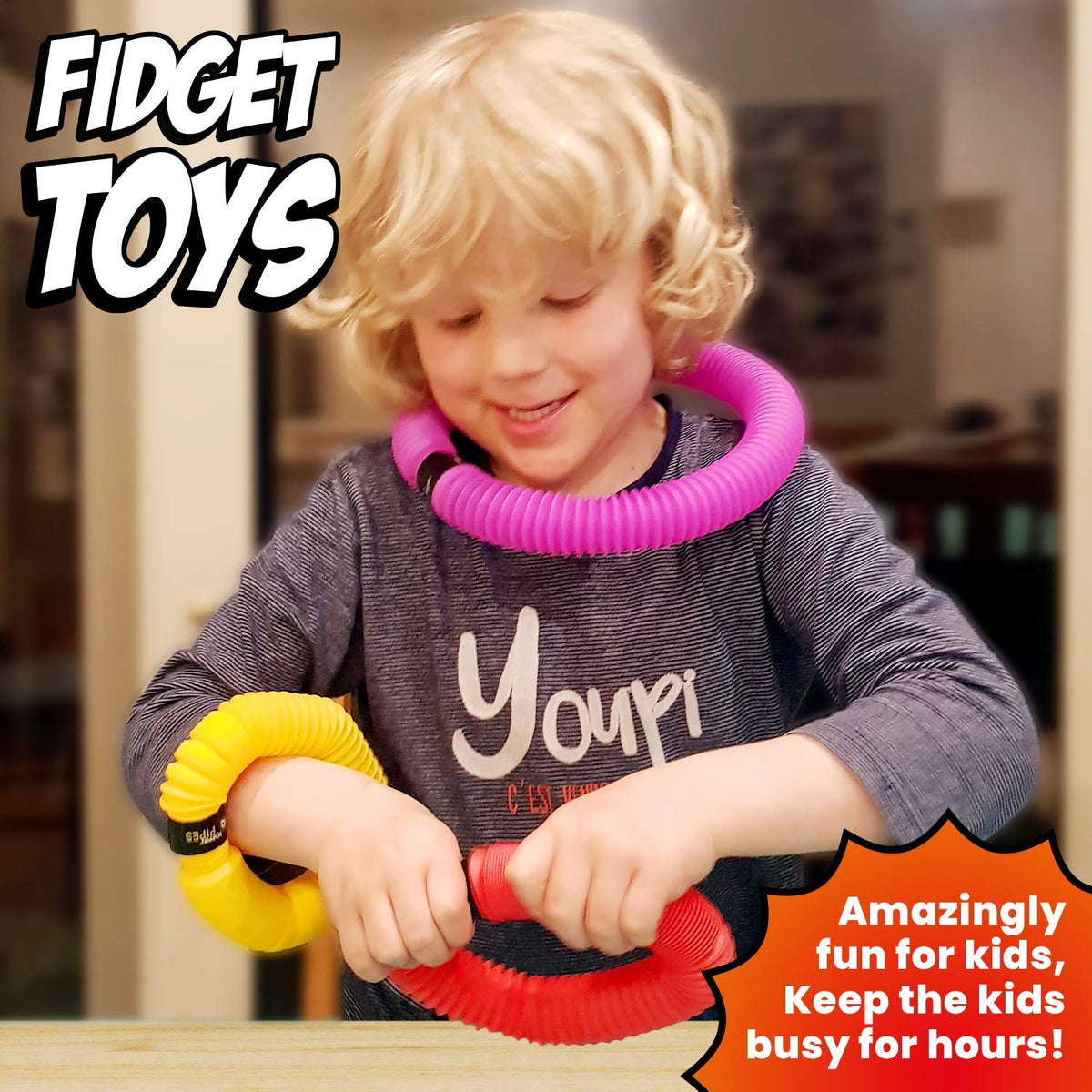 30-Piece Poppin’ Pipes Sensory Stretch Tube Set with Storage Box