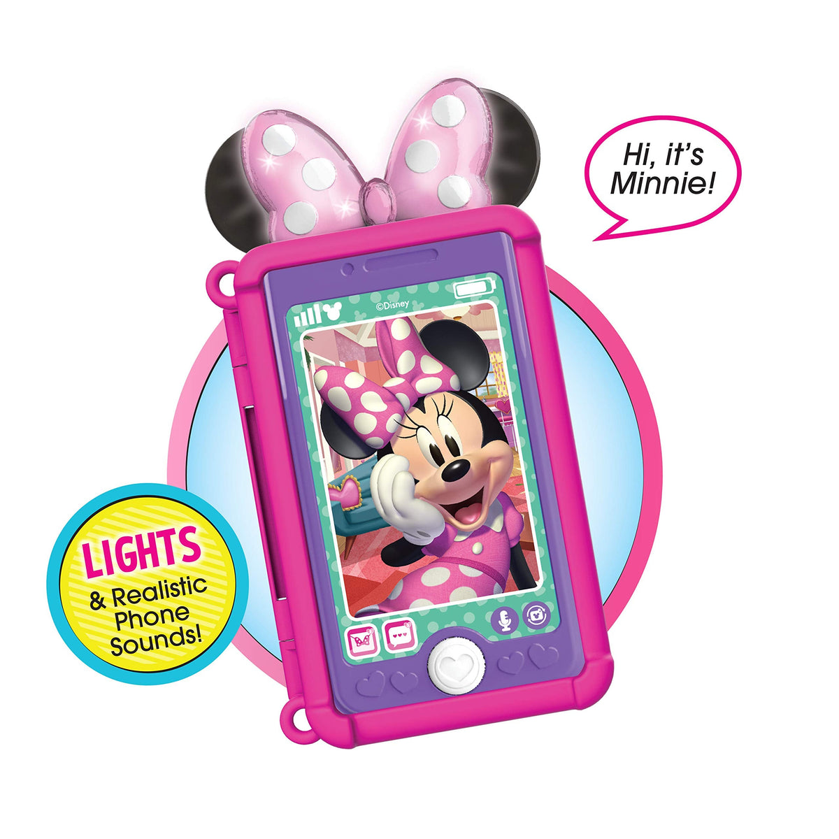 Minnie Mouse Toy Cell Phone with Lights, Sounds & Pretend Cards
