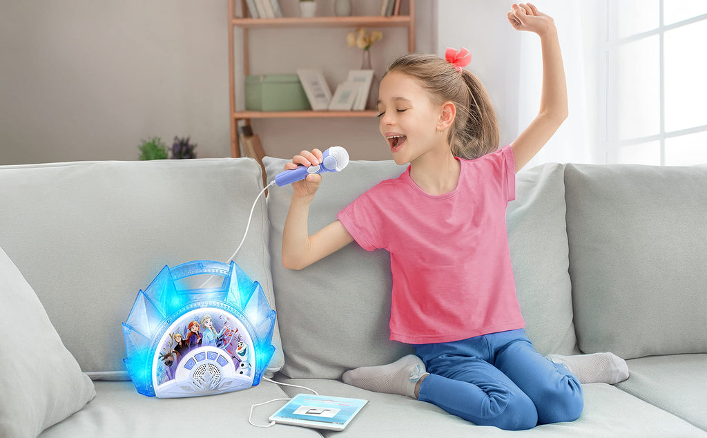 Kids Karaoke Boombox with Microphone, Built-In Music & Light Show - product photo
