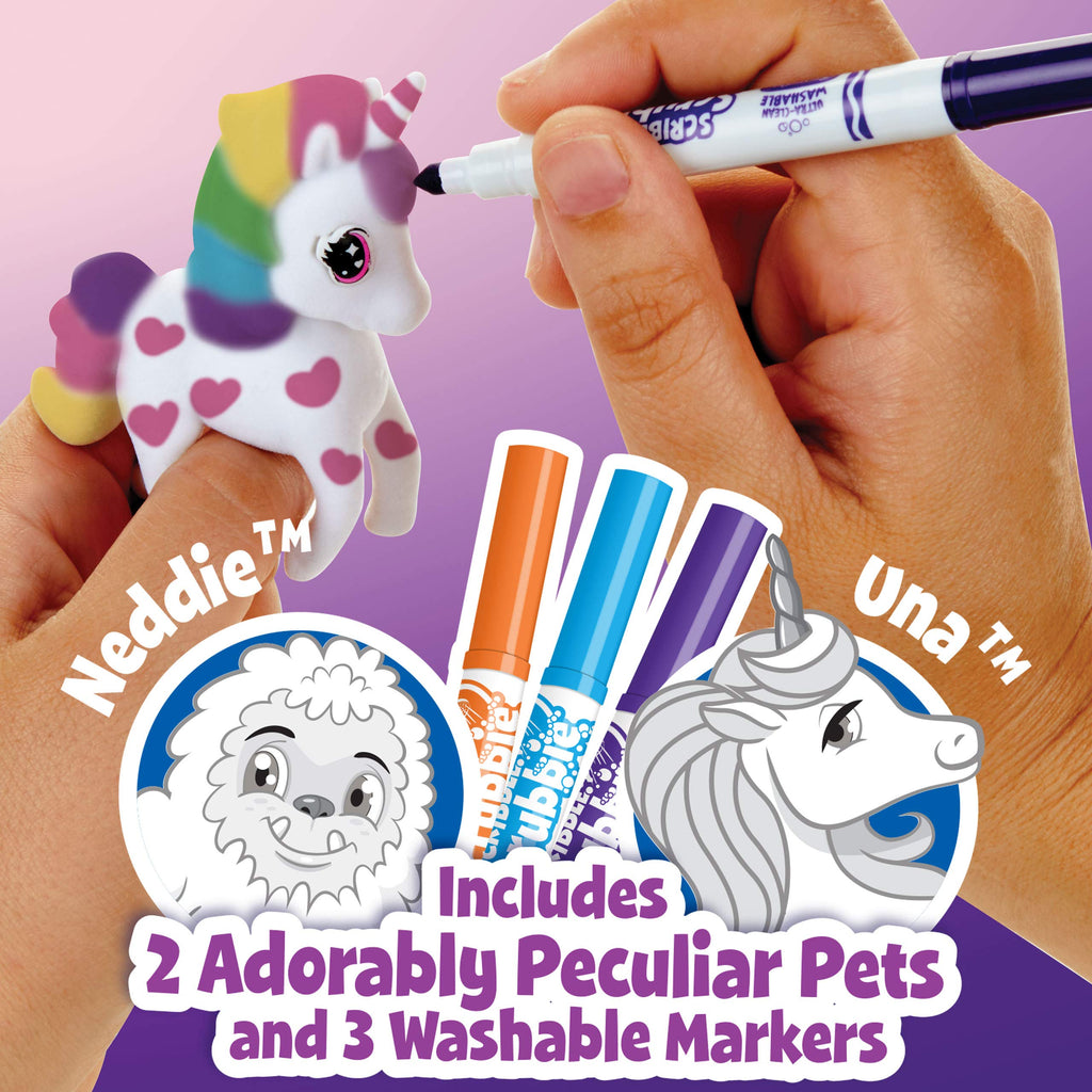 Hand coloring the unicorn figurine with a washable marker