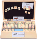 Toddler First Wooden Laptop - Montessori Play & Learn Set