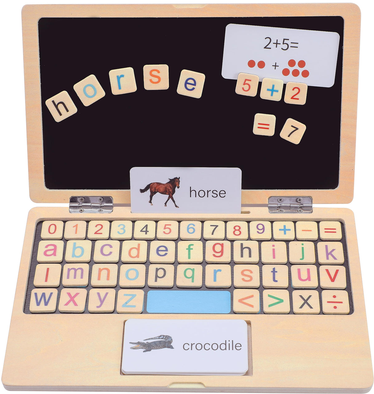 Toddler First Wooden Laptop - Montessori Play & Learn Set