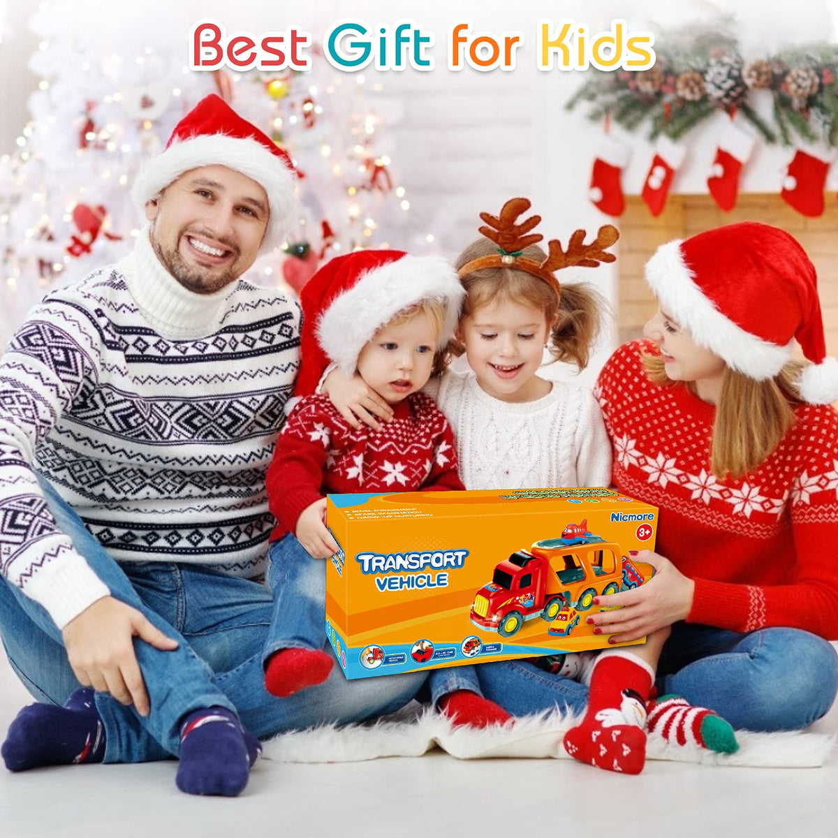 5-in-1 Toy Transport Carrier Truck Set with Lights & Siren