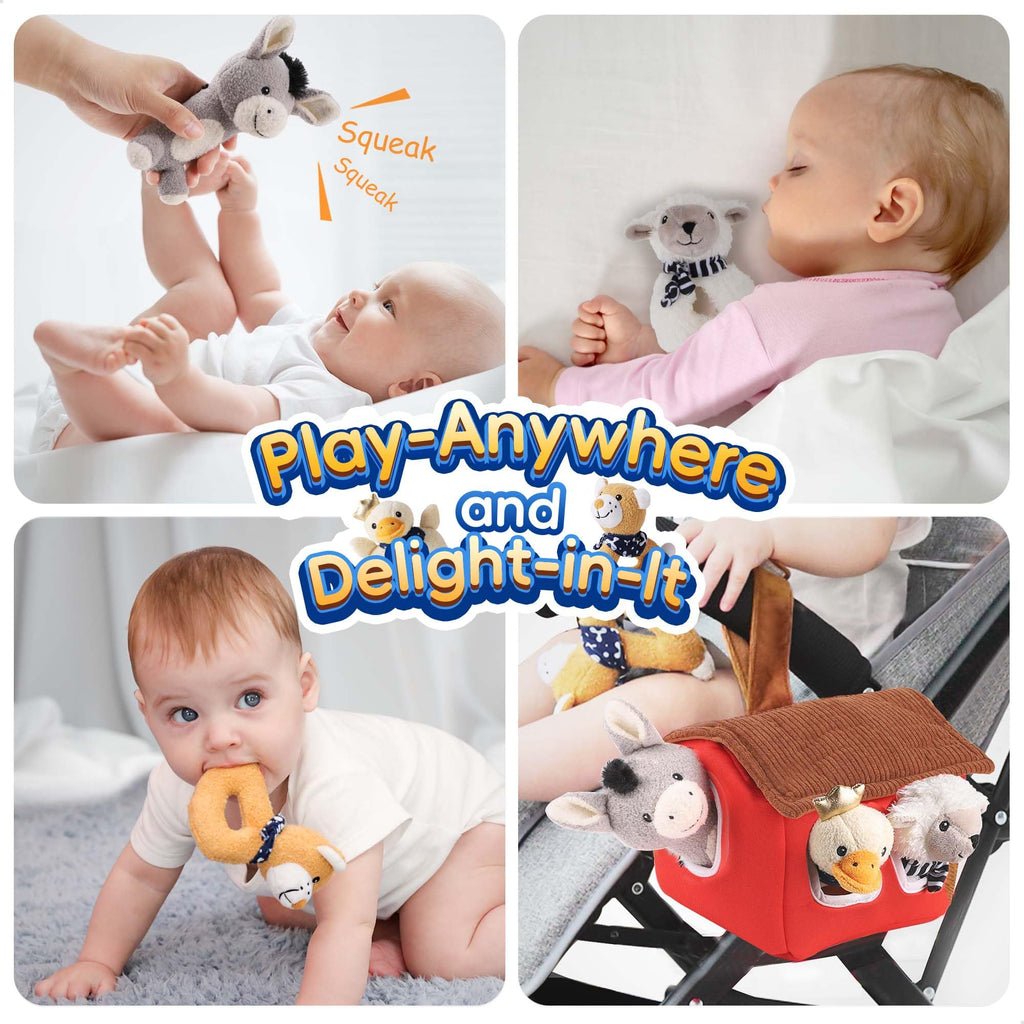 Farmer Friends Rattle Soft Plush Animals Set