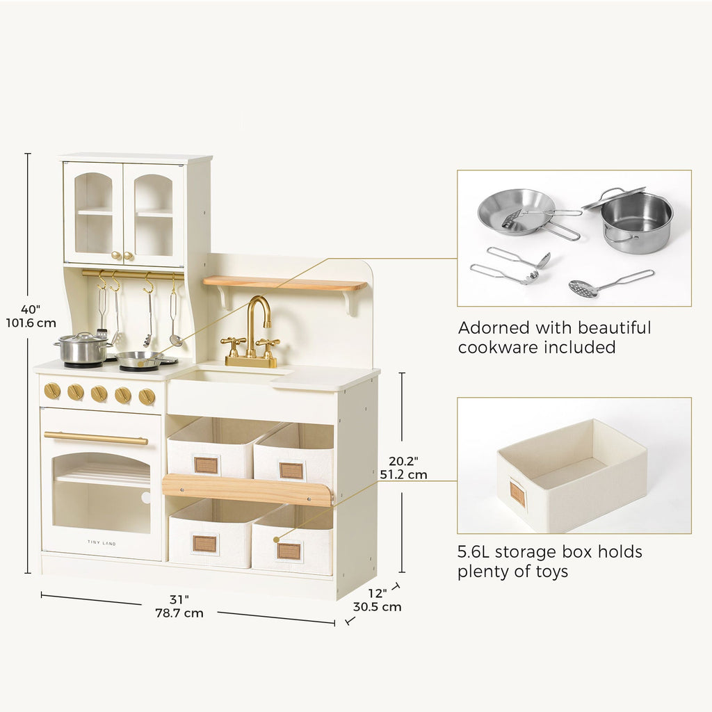 Tiny Land Wooden Play Kitchen with Storage for Creative Toddlers — product image 7 of 33