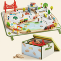 Tiny Land 110-Piece Wooden Train Set with Folding Storage Box — product image 1 of 10