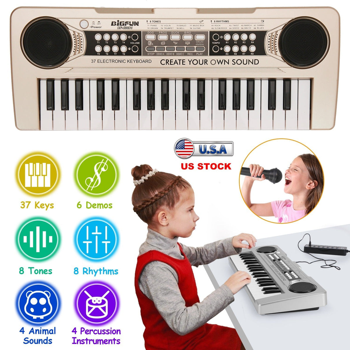 Tiny Tunes 37-Key Keyboard with Microphone