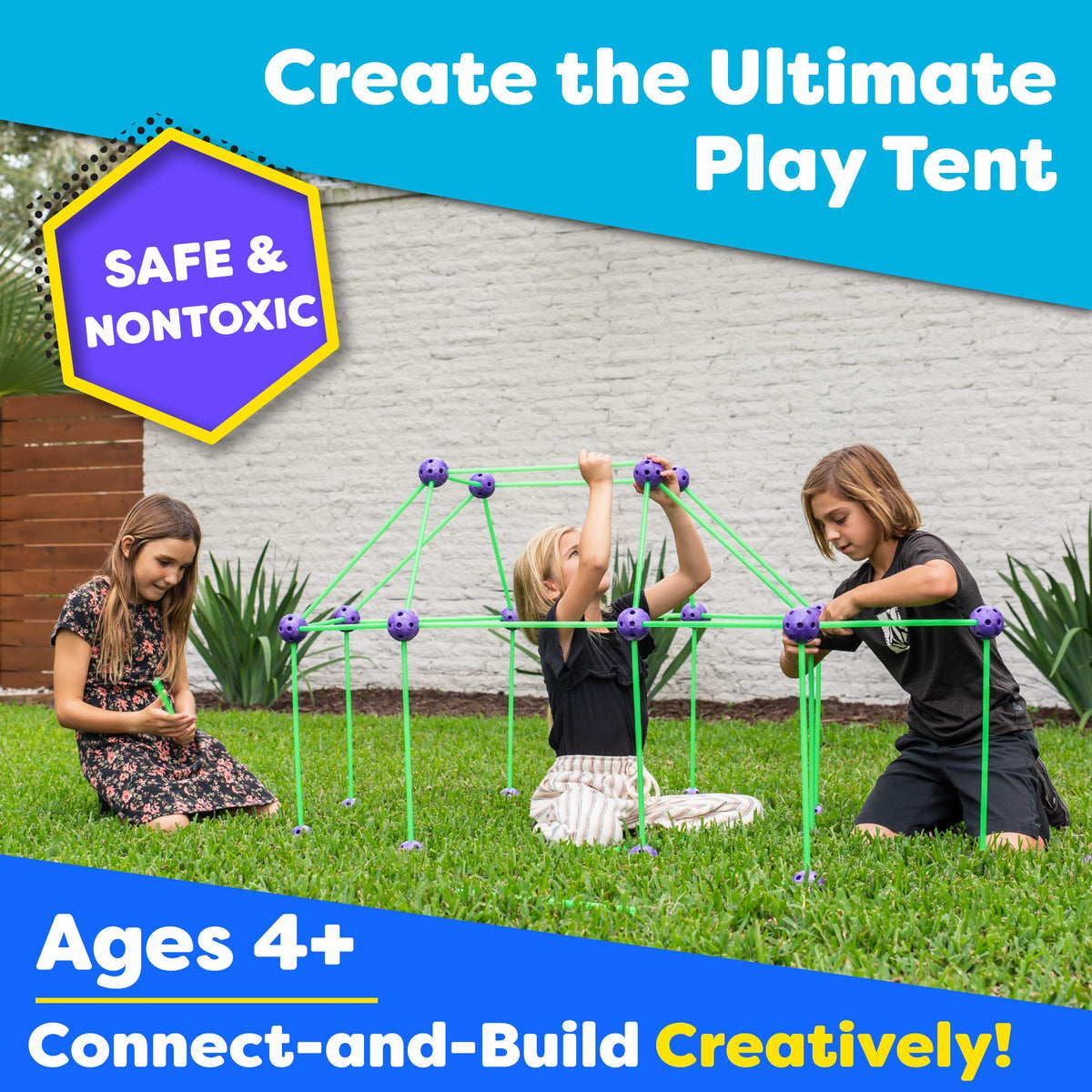 HUGH Glow-in-the-Dark Fort Building Kit, 81-Piece STEM Set