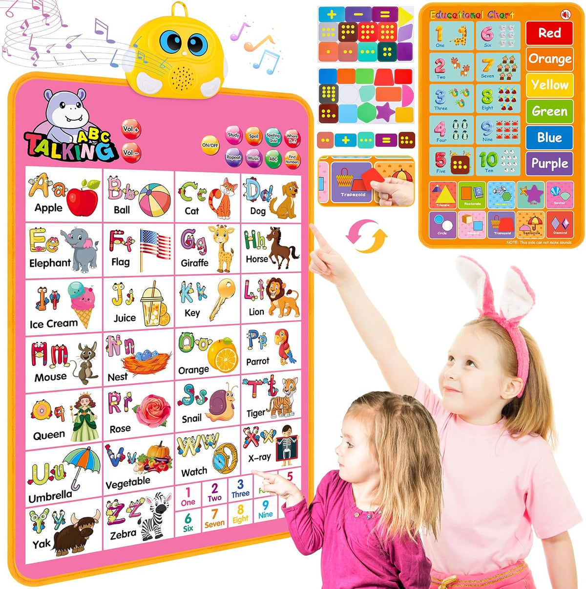 Interactive Alphabet & Math Wall Chart with Quizzes, Songs & Calculator