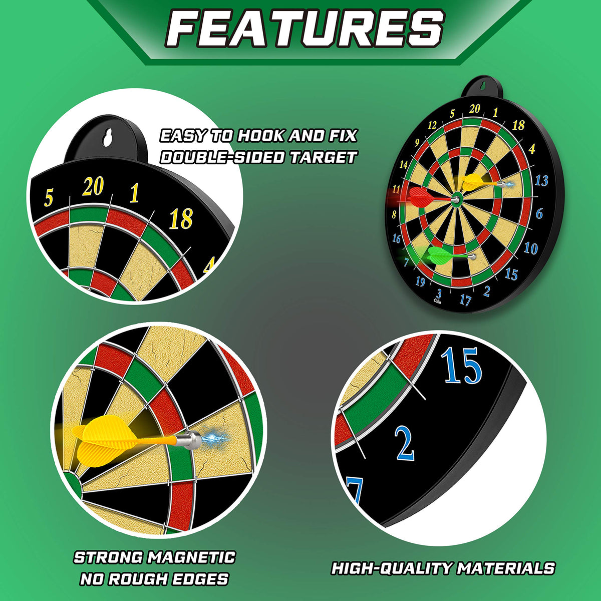 13-Inch Double-Sided Magnetic Dartboard Set with 12 Safe Darts