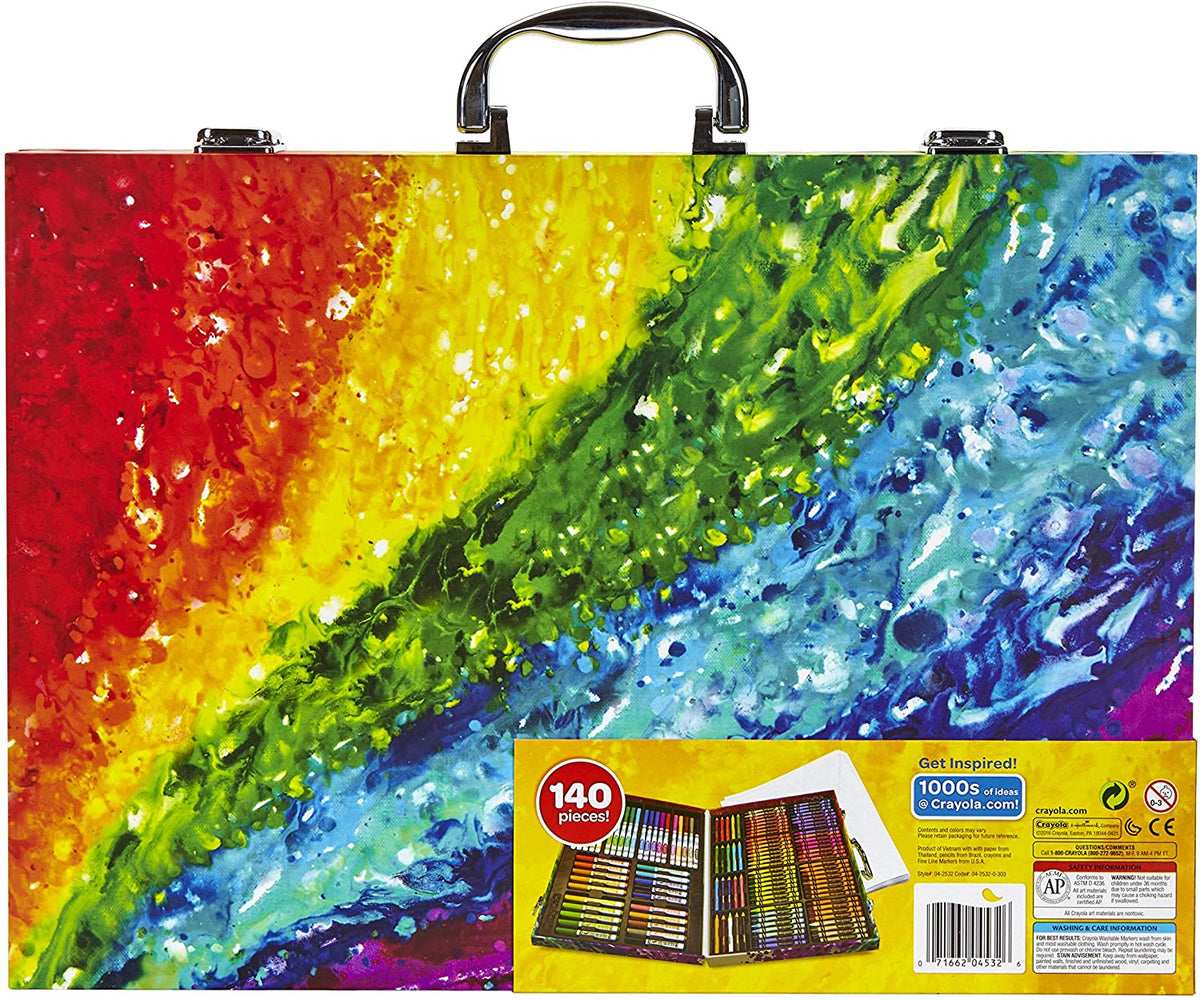 Kids Art Set in Rainbow Carrying Case with Crayons, Pencils & Markers