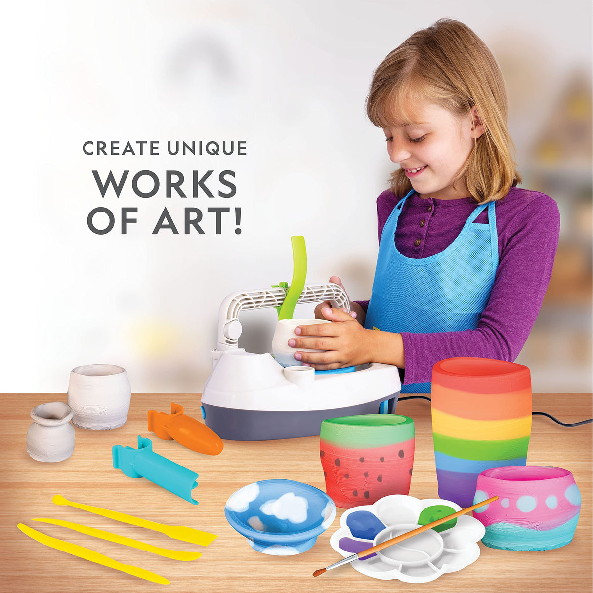 Electric Pottery Wheel STEAM Kit for Beginners, Ages 8+
