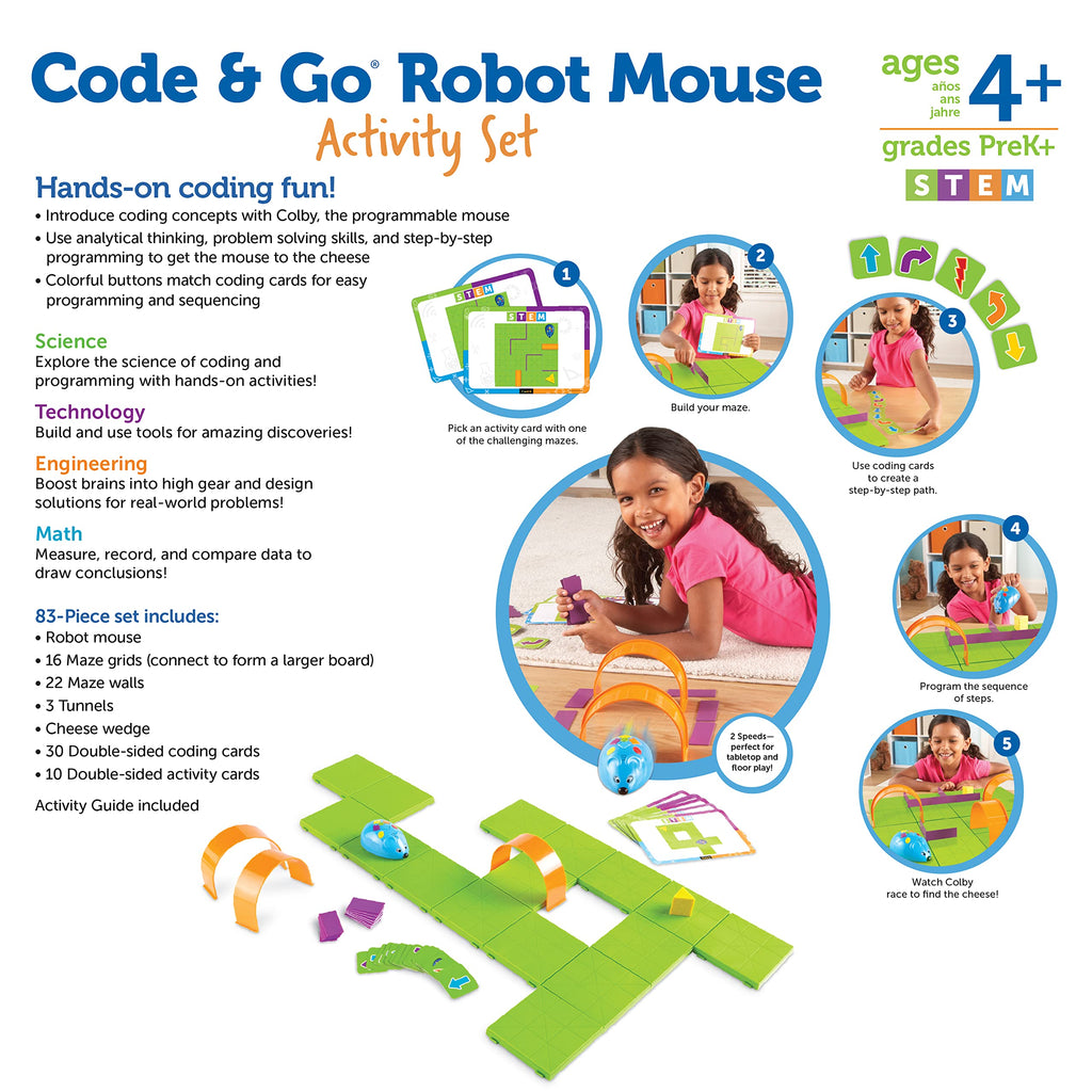 Programmable Robot Mouse Coding Maze Kit with 16 Grids & 30 Cards