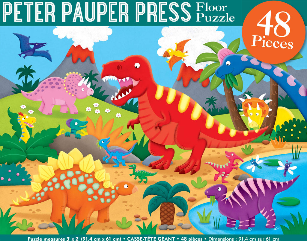 Let the Dinos Loose 48-Piece Dinosaur Floor Puzzle, 36 × 24 Inches