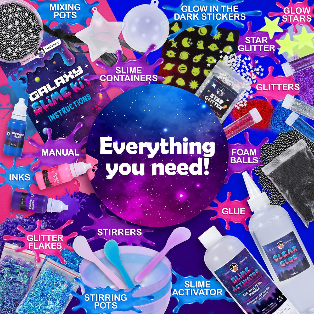25-Piece Galaxy Glow-in-the-Dark Slime Making Kit