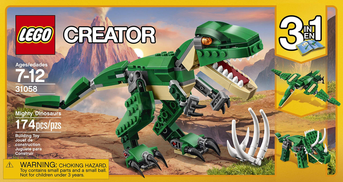 3-in-1 Buildable Dinosaur Set: T-Rex, Triceratops & Pterodactyl