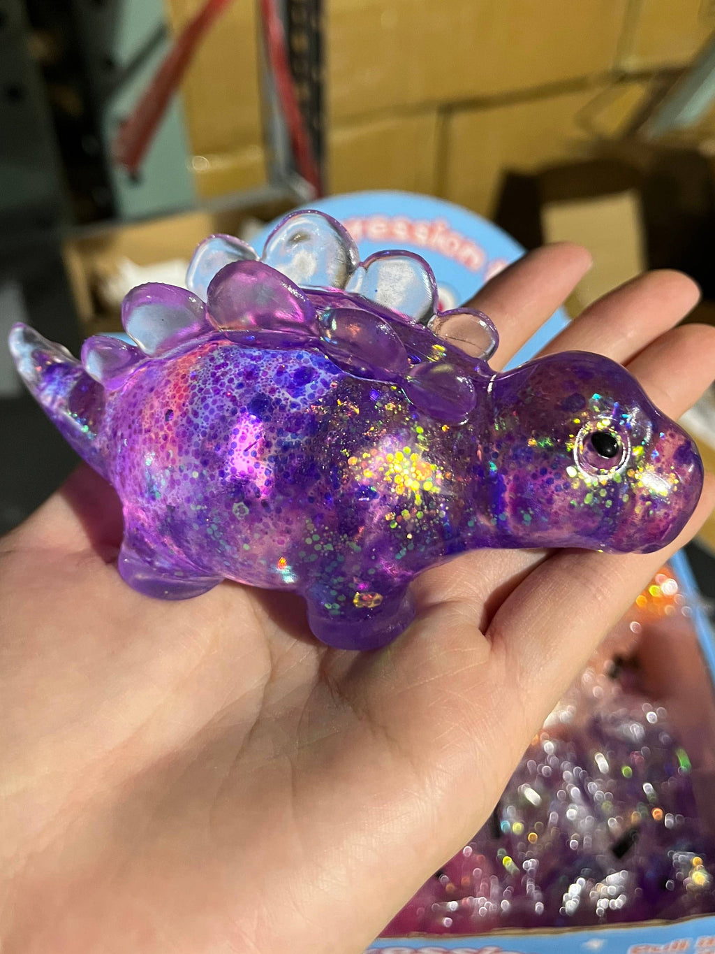 Glitter Dinosaur Slow-Rise Squishy Sensory Toy, Ages 3+
