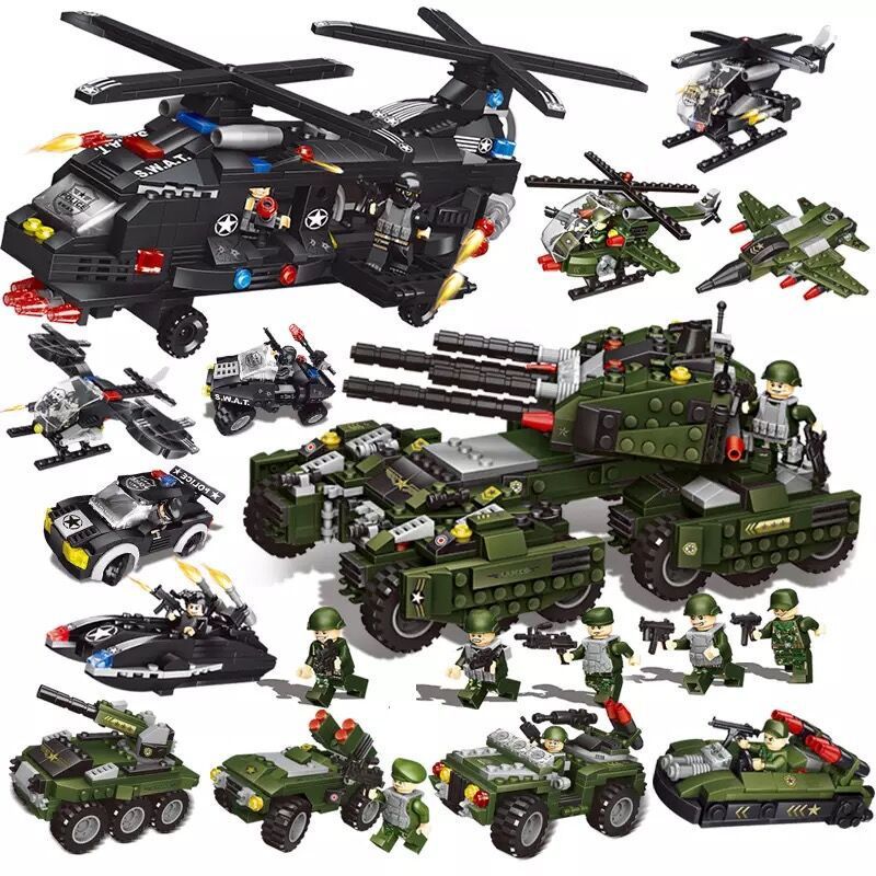 Close-up view of the police rescue building block sets