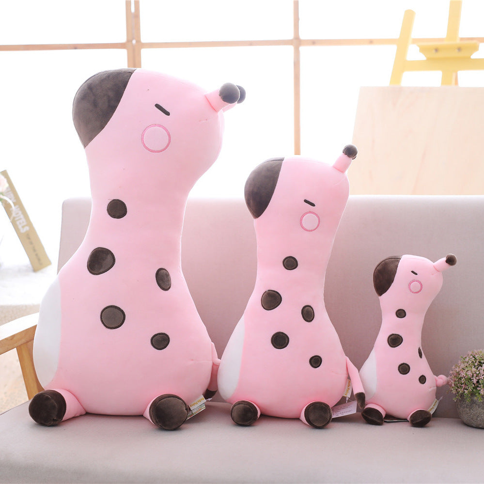 Side view of the plump sika deer plush pillow
