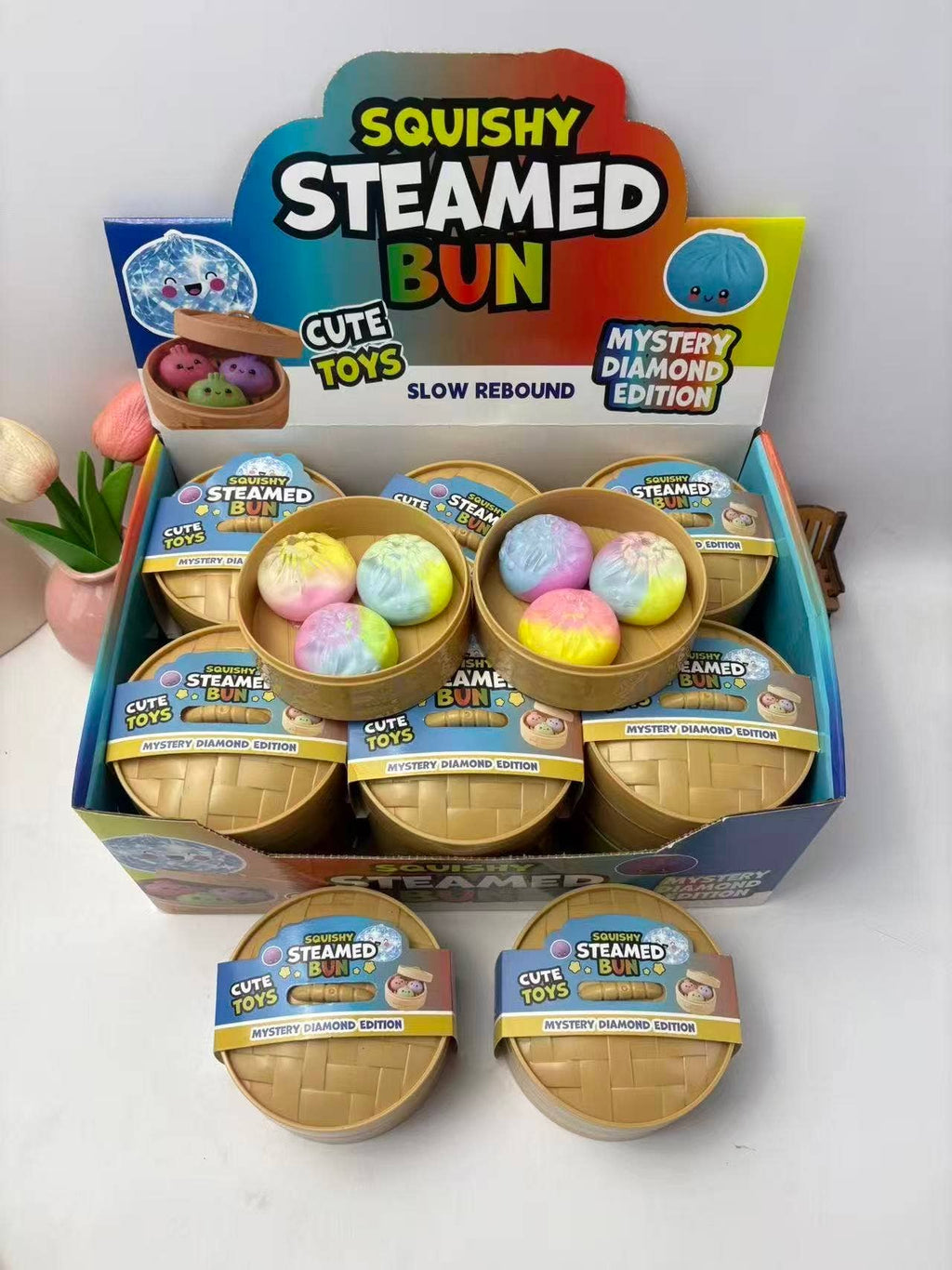 3-in-1 Mini Rainbow Dumpling Squishy Toy, Ages 3+