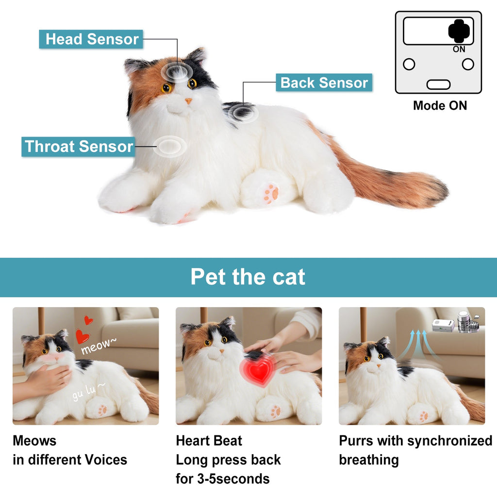Breathing Calico Percy 2.0- Heartbeat Pur,Voice Robotic Cat by Chongker, image 2 of 19