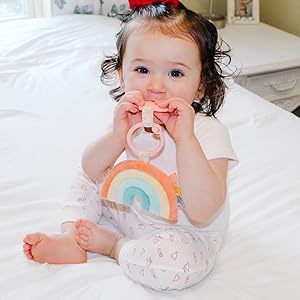 Baby Teether with Crinkle Sound & Ribbons, Great Gift For Newborn