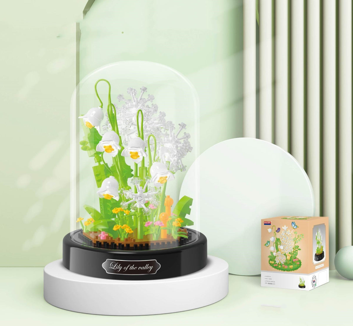 Close-up view of the flower bouquet building block set