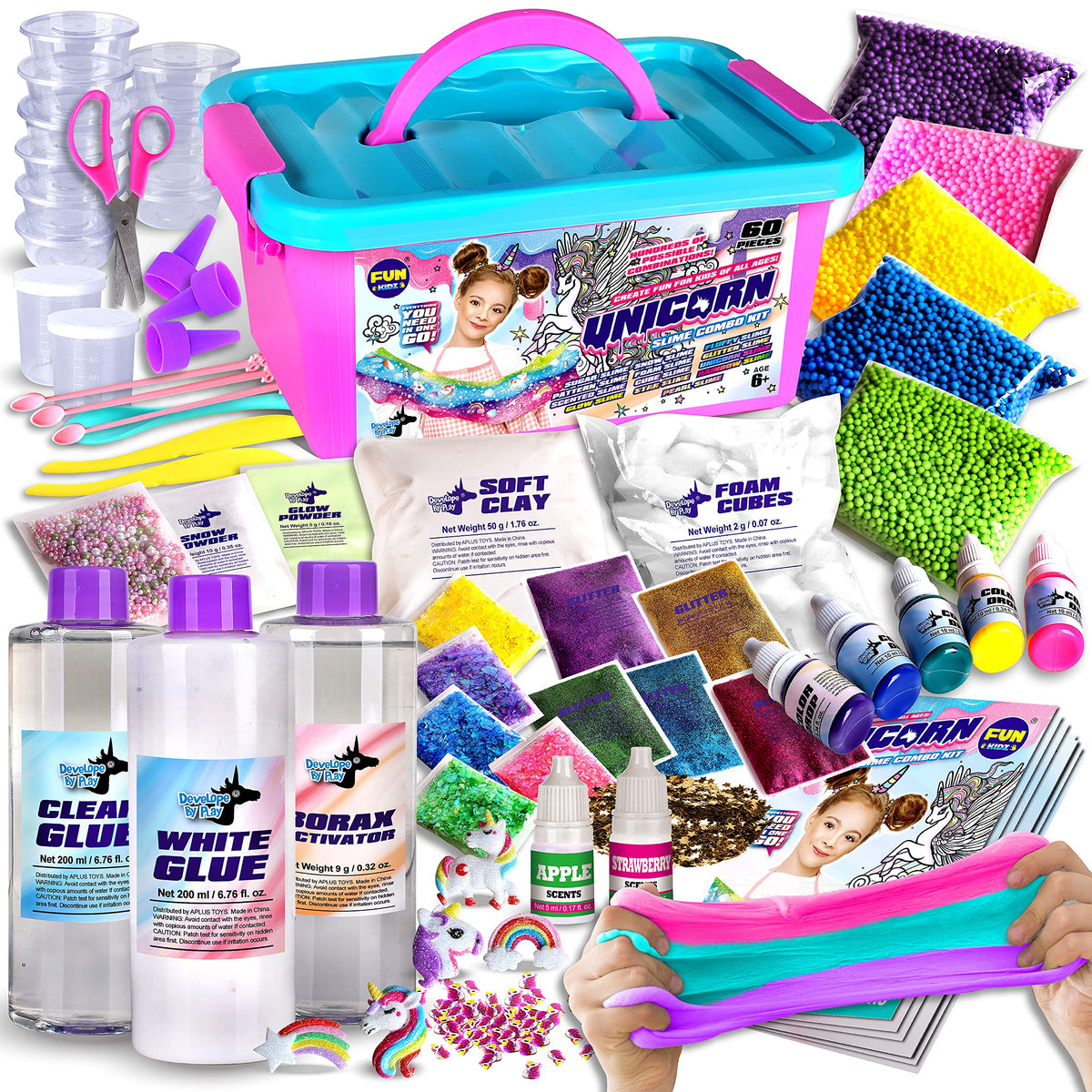 Unicorn Slime Making Kit with Charms, Colors & 100+ Mixes