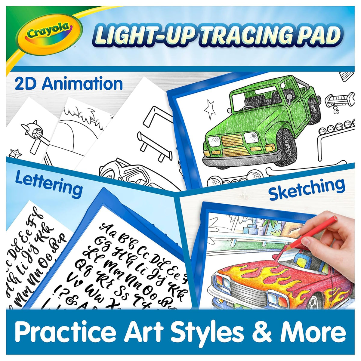 LED Light-Up Tracing Pad Art Kit, 12 Colored Pencils, Ages 6–15