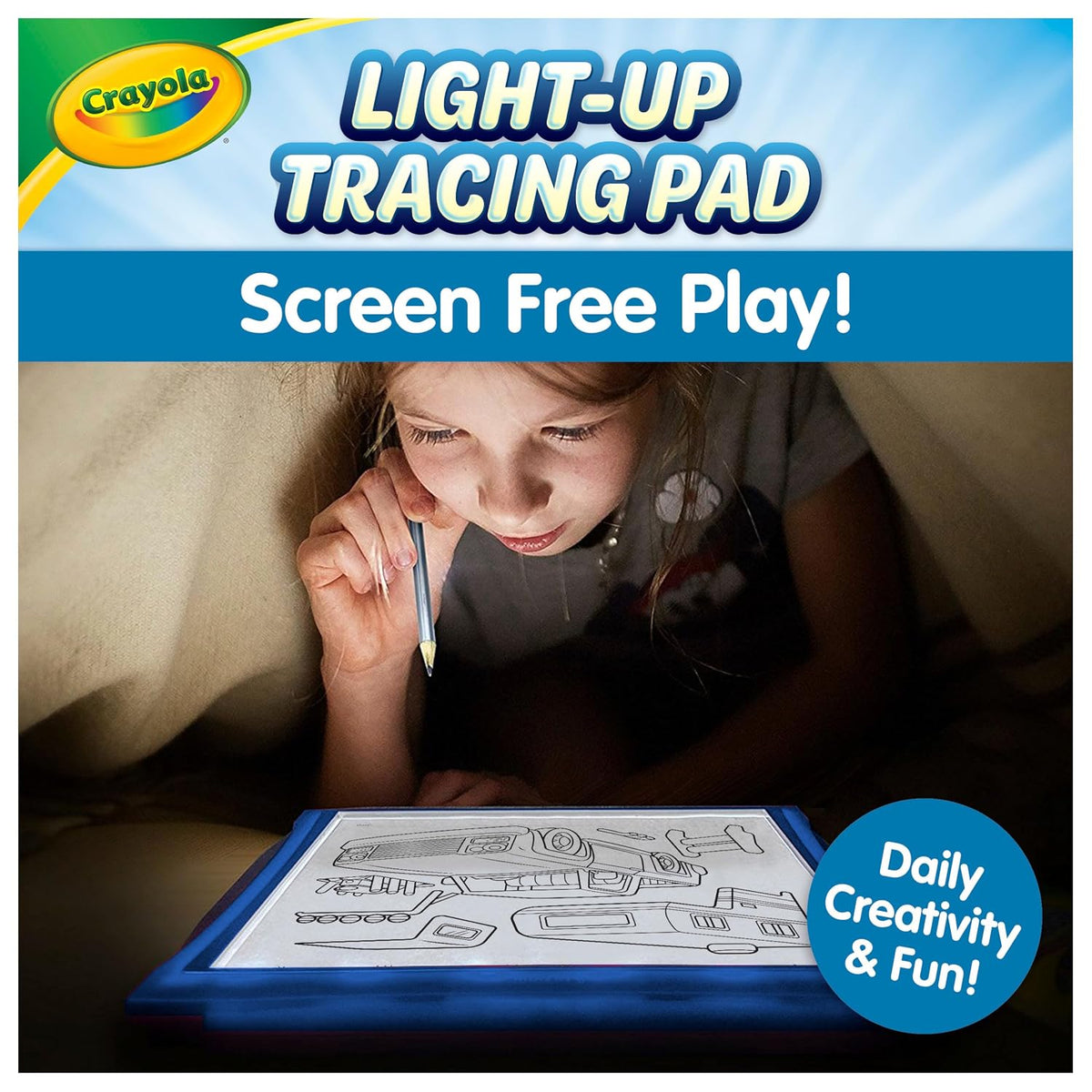 LED Light-Up Tracing Pad Art Kit, 12 Colored Pencils, Ages 6–15