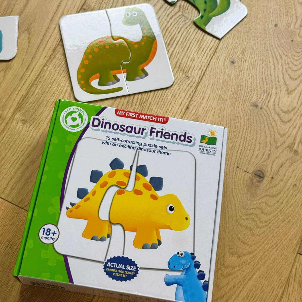 Dinosaur Matching Puzzle Set for Toddlers, 15 Self-Correcting Puzzles - product photo