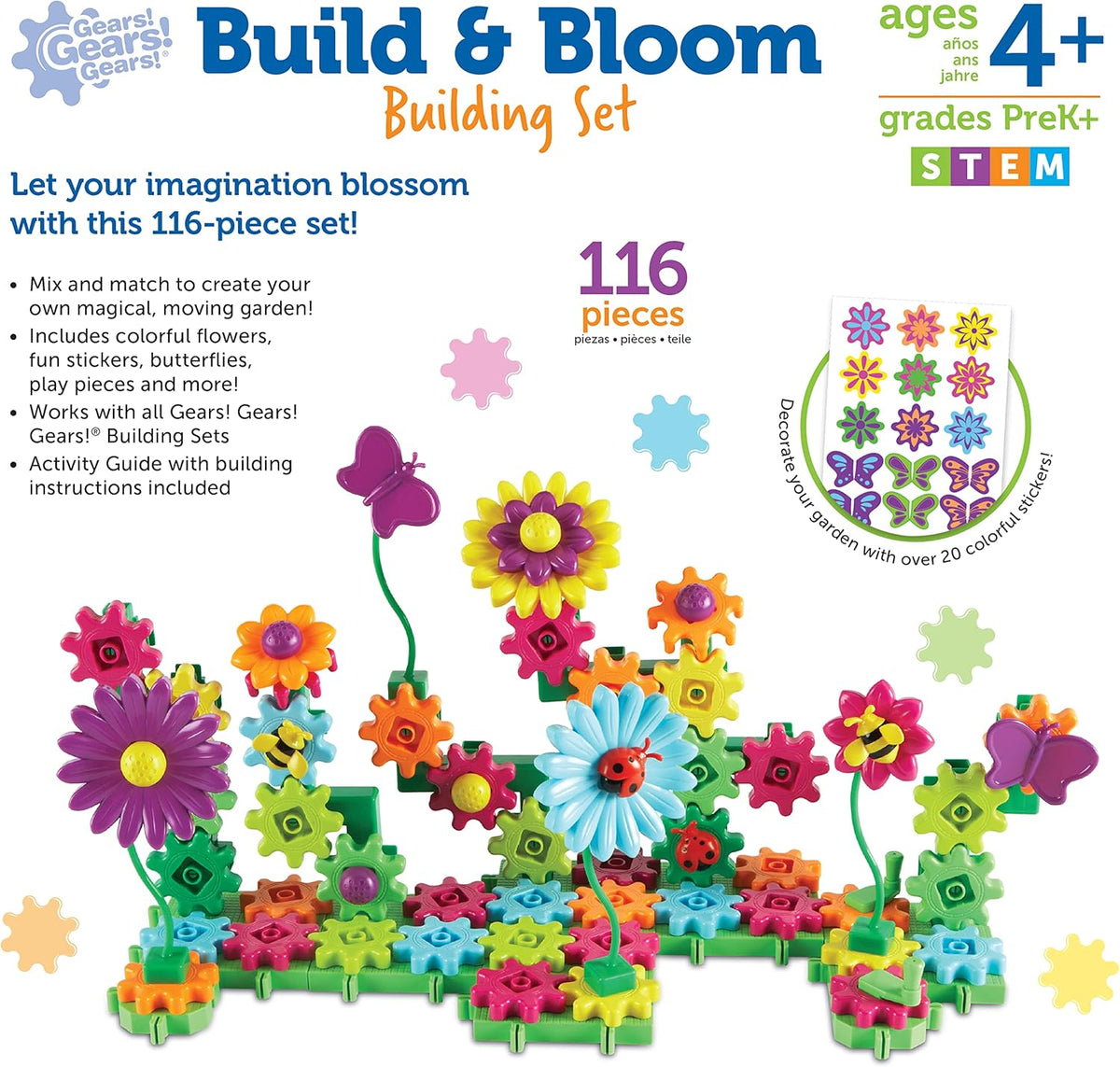 Blooming Garden Gear Builder STEM Construction Set 116 Piece Flower Building Toy