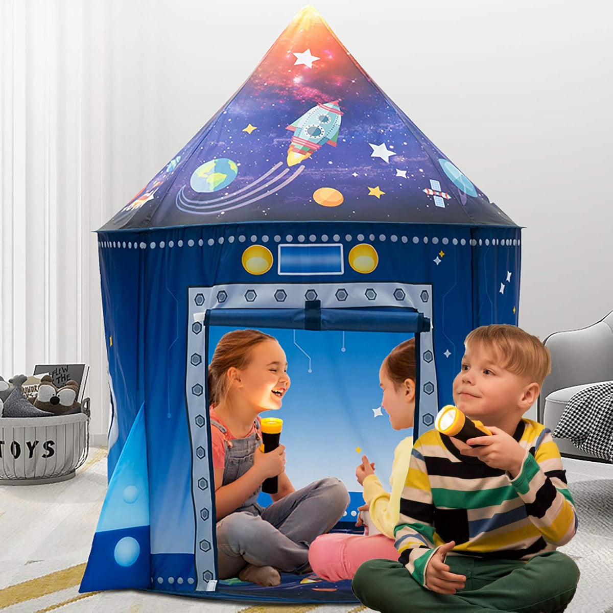 WillingHeart Rocket Ship Play Tent for Kids, Pop-Up Space Playhouse - product photo