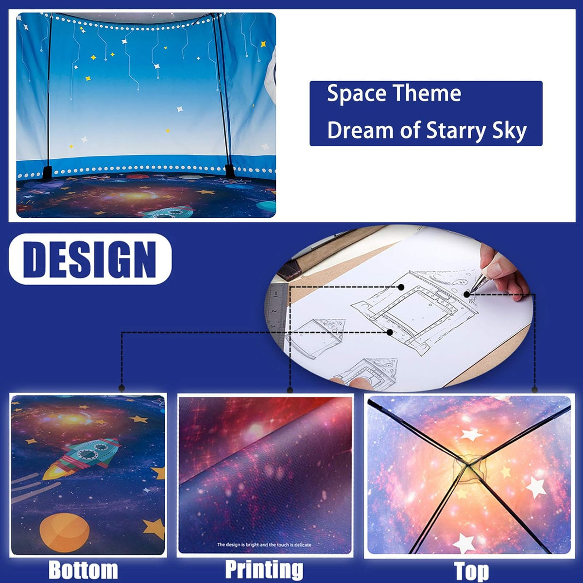 WillingHeart Rocket Ship Play Tent for Kids, Pop-Up Space Playhouse - product photo