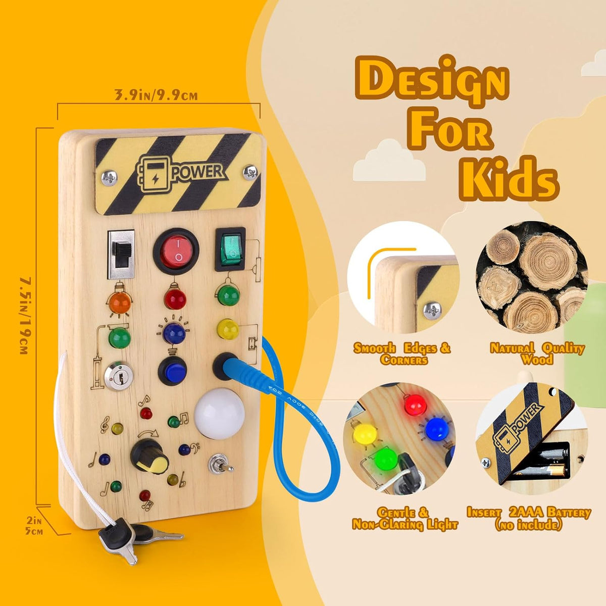 Montessori LED Busy Board for Toddlers with 8 Light Switches - product photo