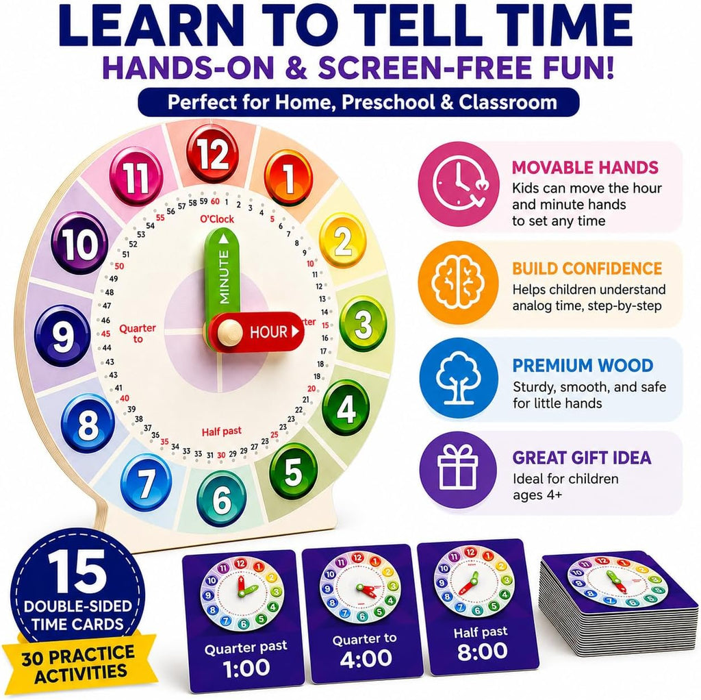 Tick Tock Wooden Teaching Clock