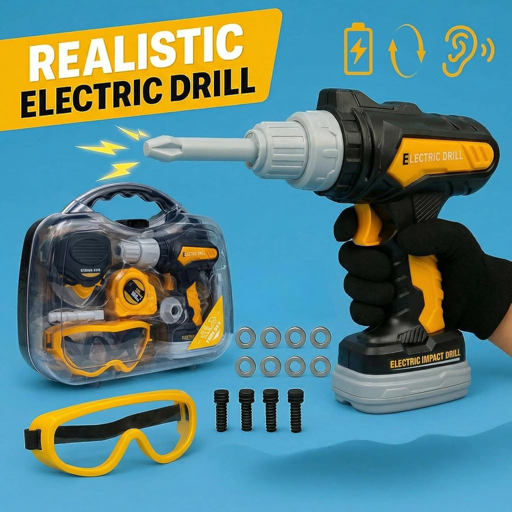 Junior Builder Workshop, Kids Tool Set with Electric Drill & STEM Construction Kit