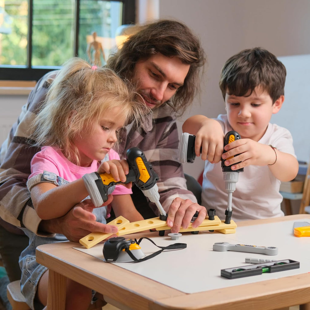 Junior Builder Workshop, Kids Tool Set with Electric Drill & STEM Construction Kit