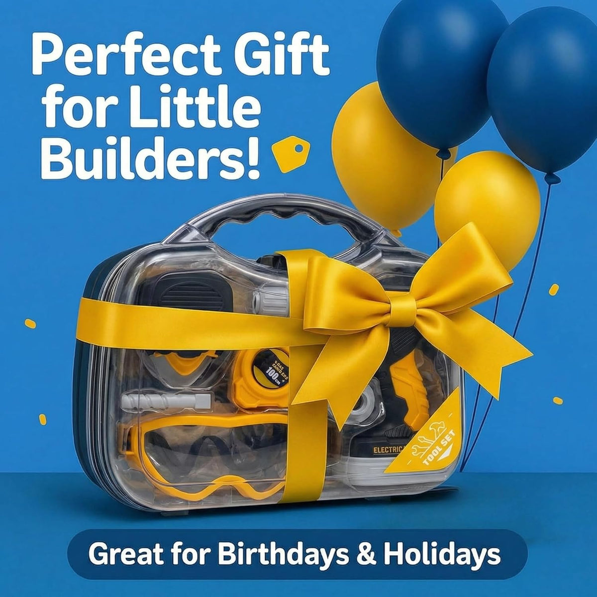 Junior Builder Workshop, Kids Tool Set with Electric Drill & STEM Construction Kit
