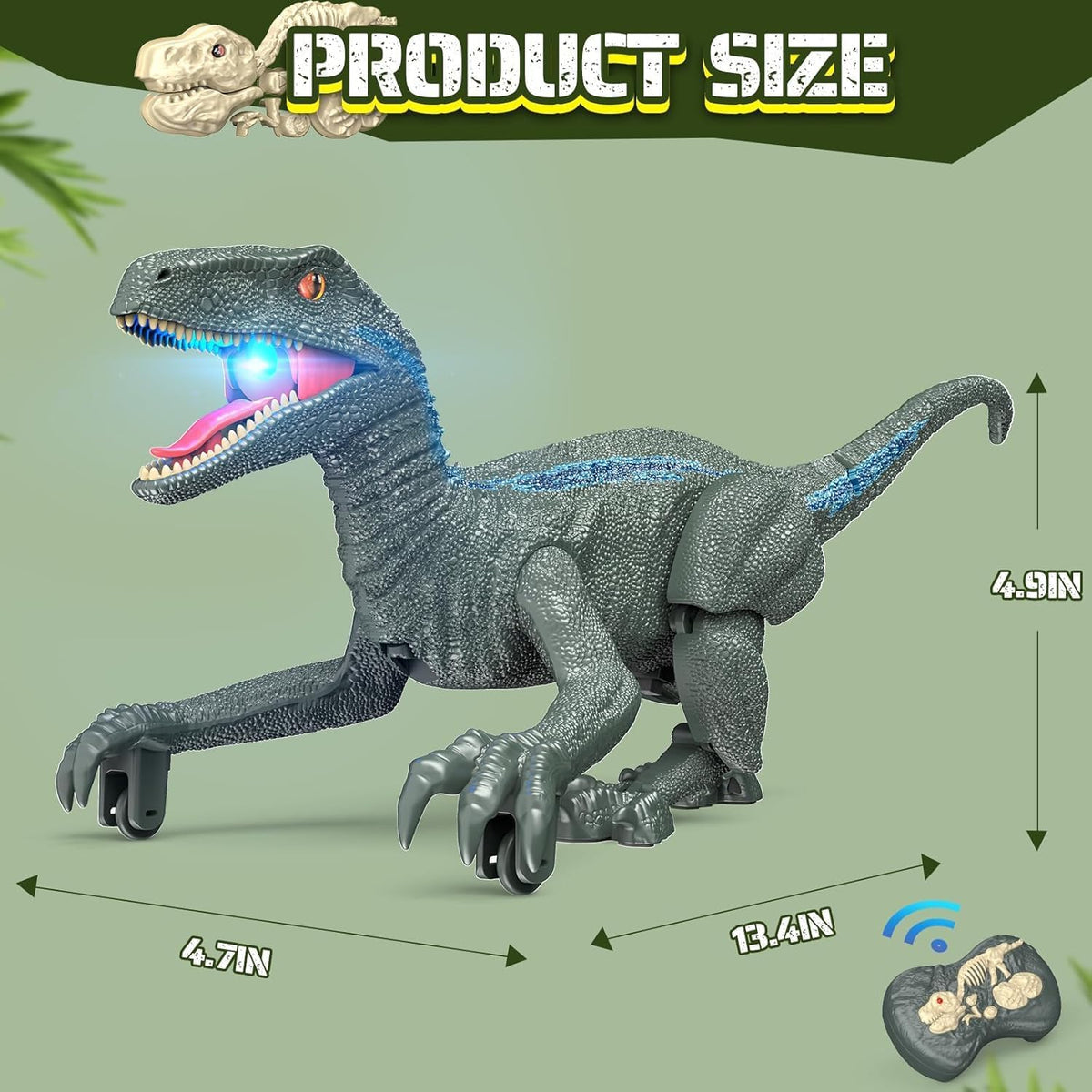 Remote-Control Walking Dinosaur Robot with Lights & Roars