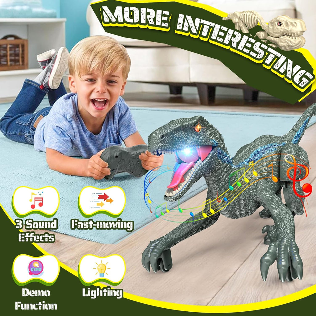 Remote-Control Walking Dinosaur Robot with Lights & Roars