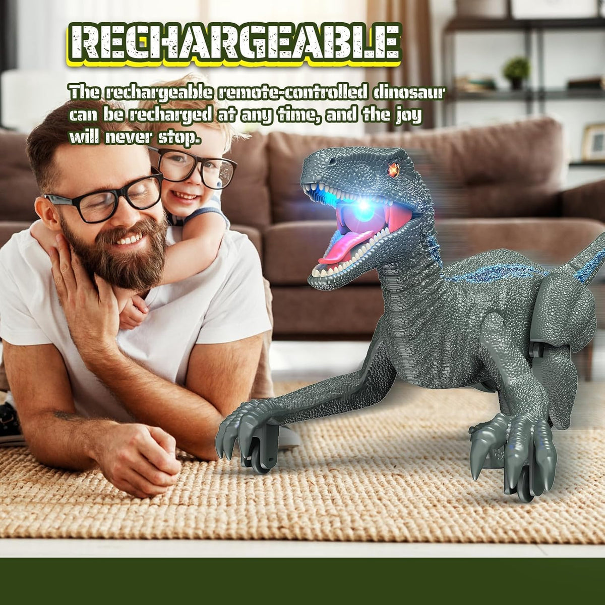 Remote-Control Walking Dinosaur Robot with Lights & Roars