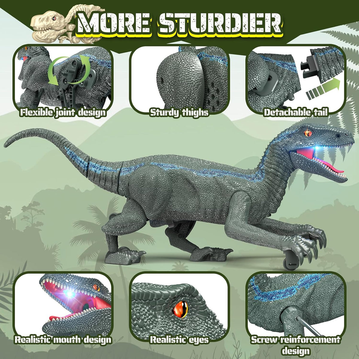 Remote-Control Walking Dinosaur Robot with Lights & Roars