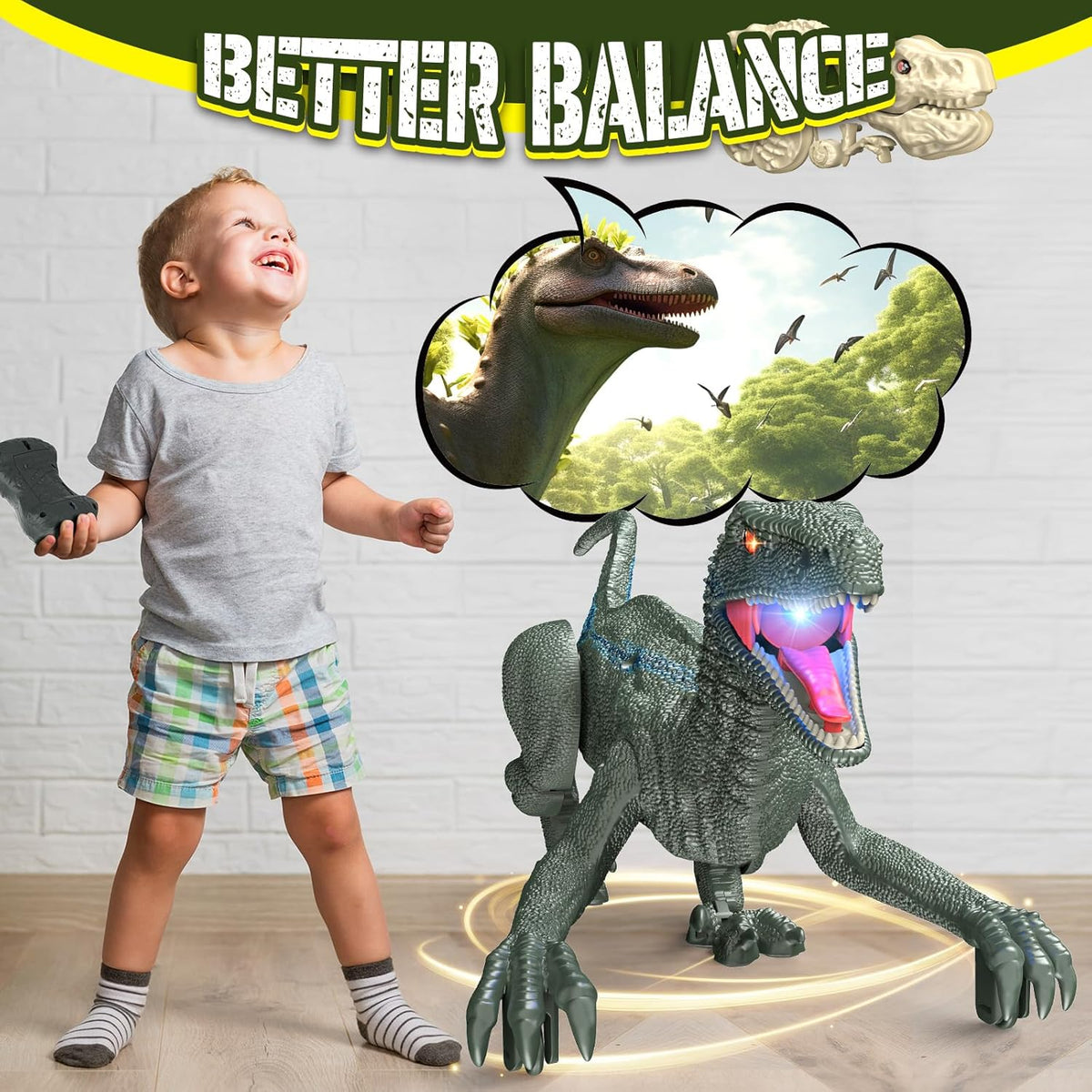 Remote-Control Walking Dinosaur Robot with Lights & Roars