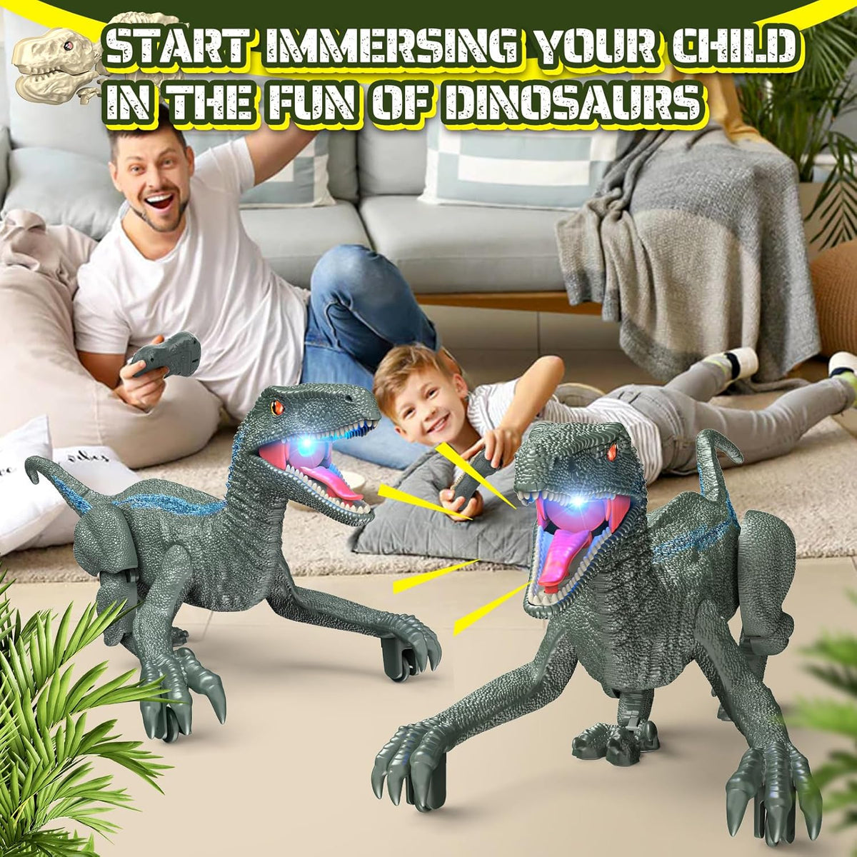 Remote-Control Walking Dinosaur Robot with Lights & Roars