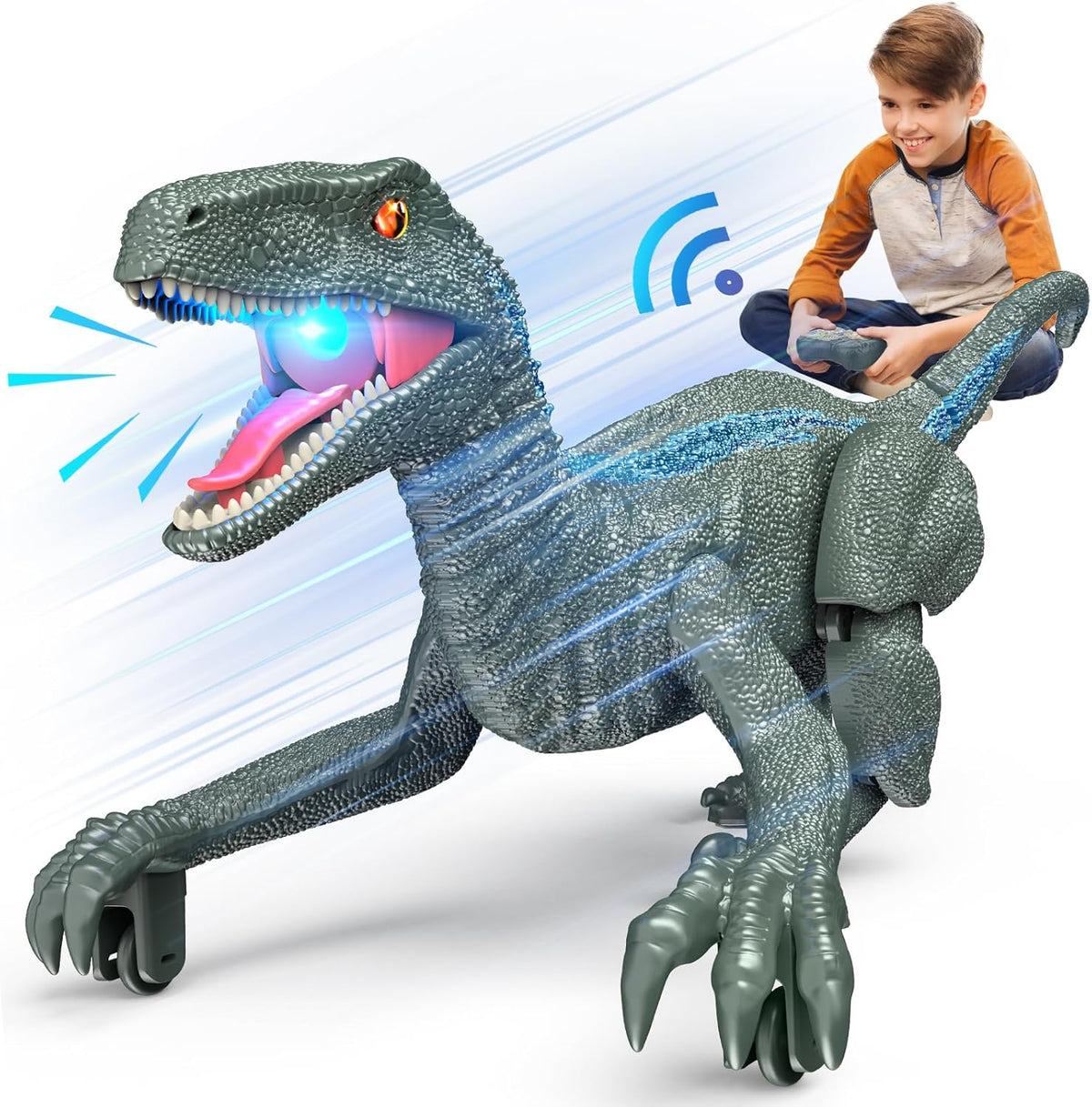 Remote-Control Walking Dinosaur Robot with Lights & Roars